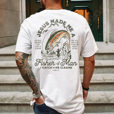 Fisher of Men Christian T-Shirt - Jesus Bible Verse Shirt for Men & Dads