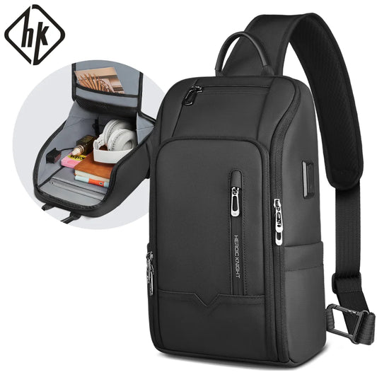 HK Anti-Theft Shoulder Bag - Waterproof USB Crossbody Bag with Multi-Pockets